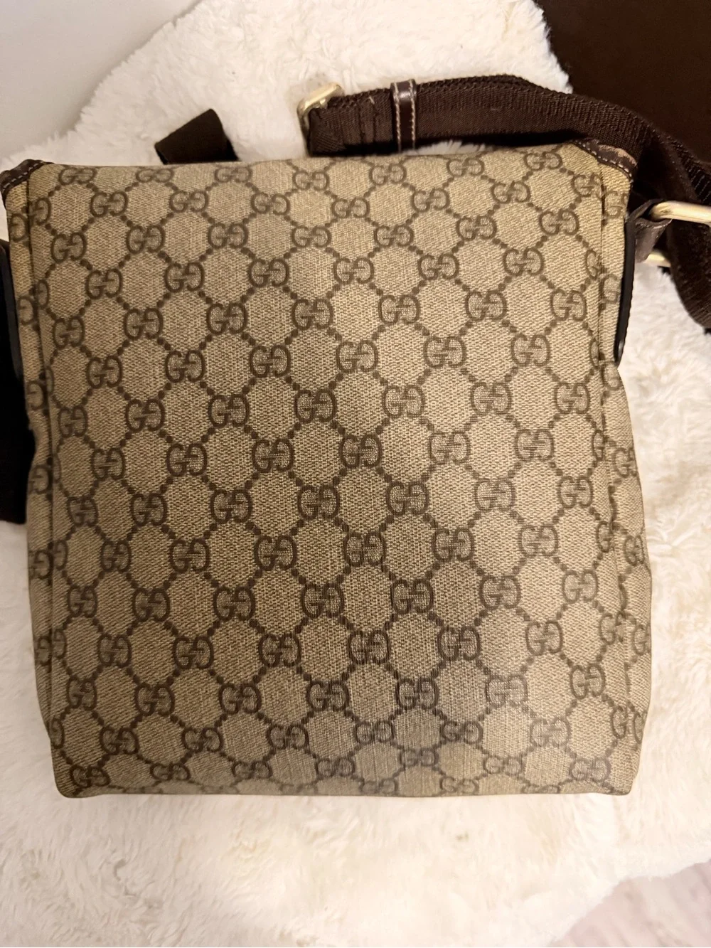 Gucci Beige and Brown Monogram Crossbody Bag